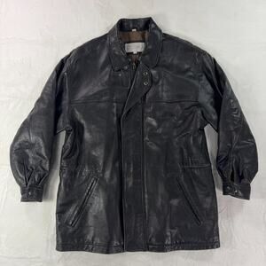 Ottimo 18 Via Roma Mens Genuine Leather Jacket Black Size M Vintage